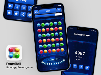 RectBall - Strategy Board Game App Ui Design board game screens board game ui game ui rectball rectball board game rectball game ui redesign redesign solution strategy board game