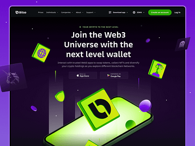Crypto Web3 Landing Page Bitso bitcoin blockchain crypto cryptocurrency currency ethereum finance landingpage uidesign uxui wallet web3 website