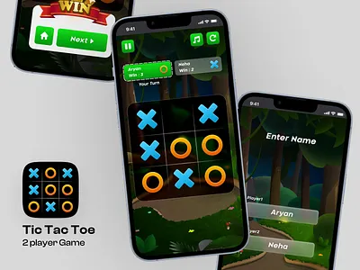 Tic Tac Toe - 2 Player Game App Ui Design 2 player game 2 player game ui game ui redesign redesign solution tac game tic game tic tac toe tic tac toe game tic tac toe ui toe game