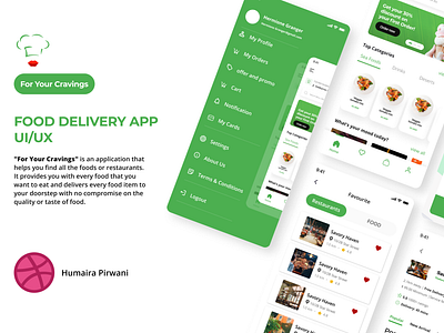 Food Delivery App UI/UX Design ai design figma fooddeliveryapp greentheme homescreen navscreen trending ui uiux ux viral