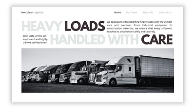 Logistics Website Hero Section design logistics trucking web design