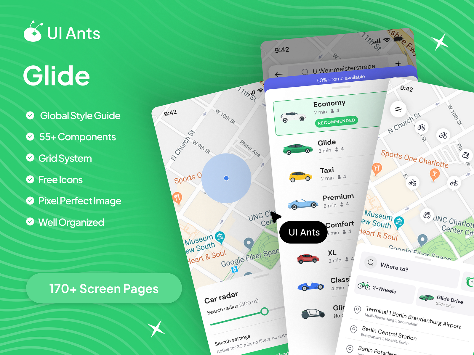 Glide - Taxi/Cab Booking App by UI Ants on Dribbble