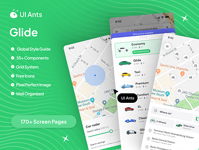 Glide - Taxi/Cab Booking App branding cap booking graphic design logo motion graphics ride booking ride company ride service ride sharing taxi booking taxi driver taxi reservation taxi service ui