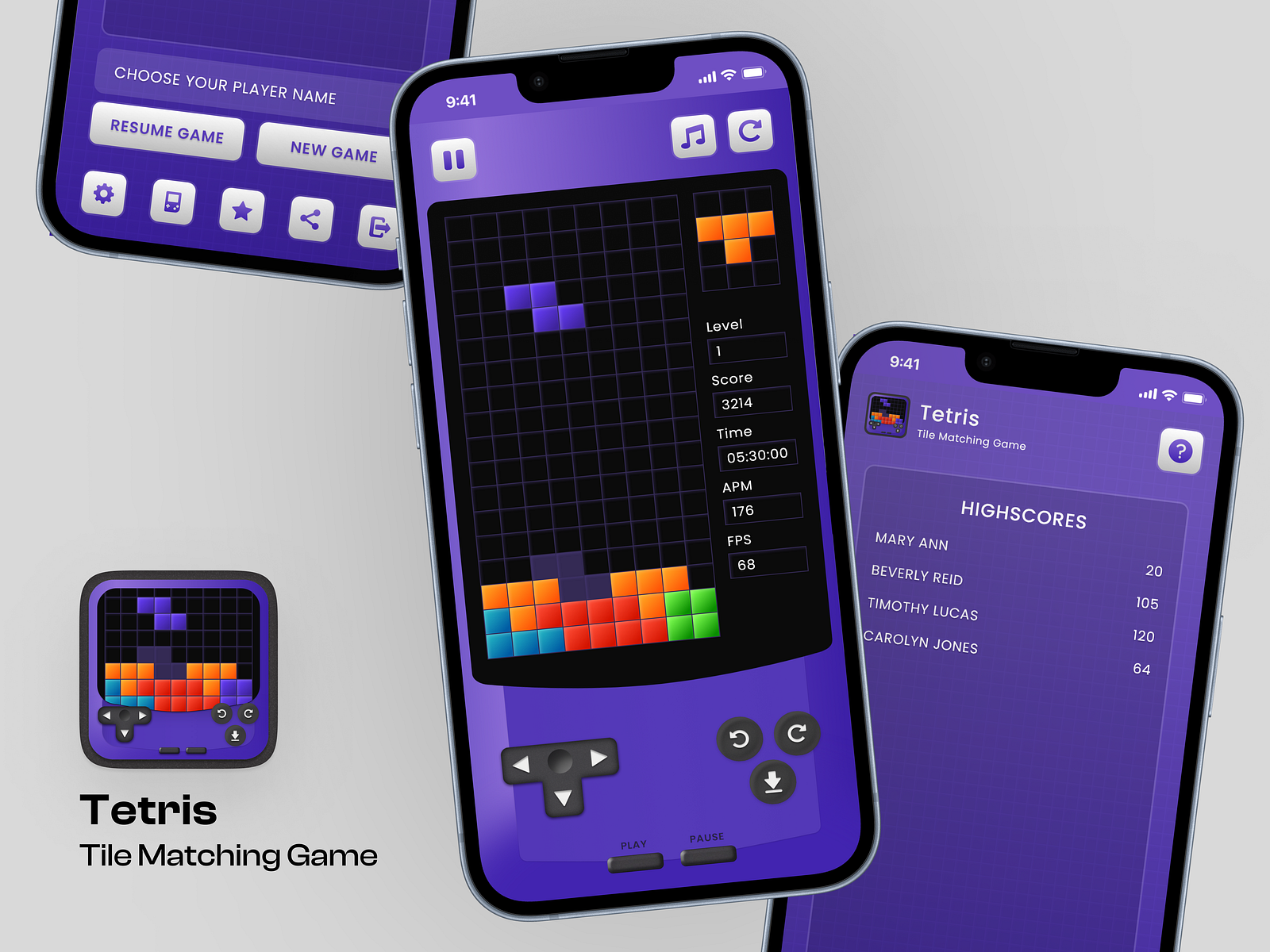 Tetris Tile Matching Game App Ui Design by ReDesign Solution on