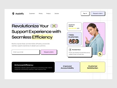 Customer Support Ticketing (SaaS) Landing Page branding design graphic design hero section landing page saas software ui uiux ux web app web design