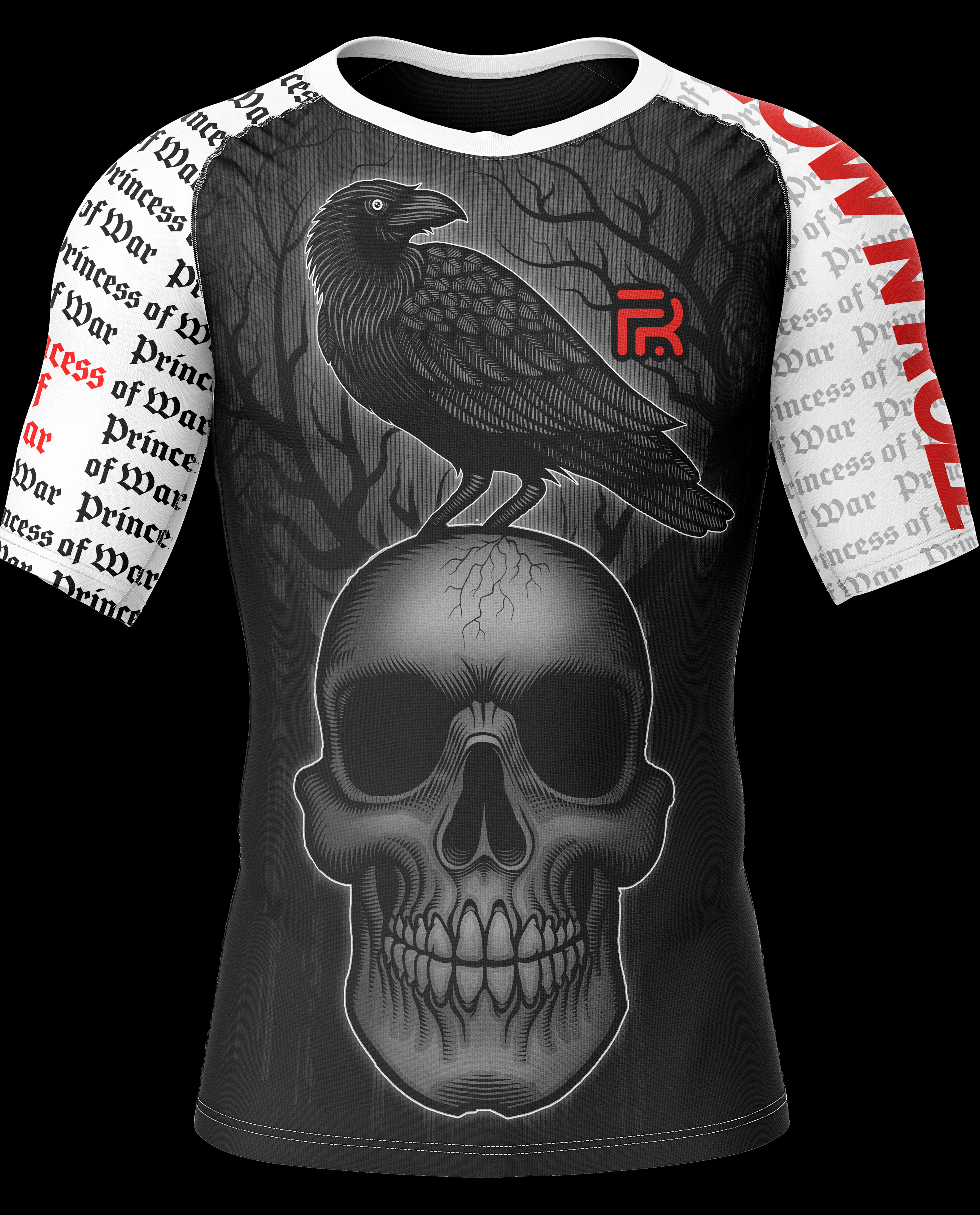 Princess of Darkness rash guard apparel bird bjj branding crow halloween illustration illustrations mma rash guard silkscreen skull spooky sportswear vector vector art vector illustration woodcut