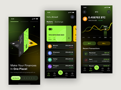 Crypto Currency Wallet App aesthetic all coins app bitcoin bitcoincash blockchain btc crypto currency design ethereum finance fintech flicker mobile mobile version trading transactions ui ux design wallet