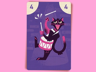 Cat Blues – Snare Drum art board game card game design illustration purple vector