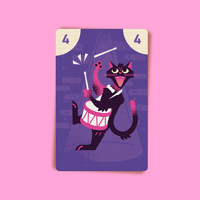 Cat Blues – Snare Drum art board game card game design illustration purple vector