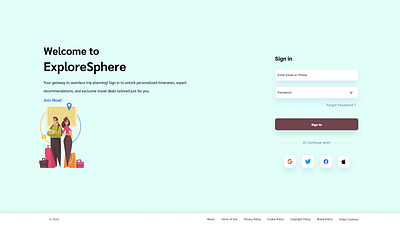 Login page for ExploreSphere login page ui ux