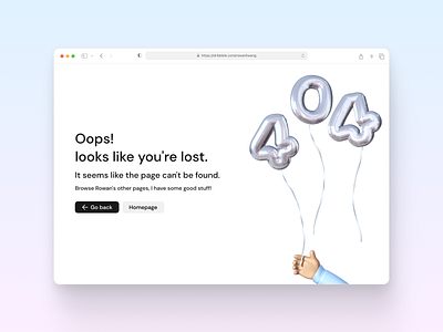 Daily ui. 008 Page not found 3d 404 404 page animation ballon dailyui error figma go back hand lost missing motion graphic motion graphics oops page not found spline ui uidesign user interface