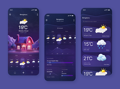 Weather App Design android app design app design coffee app design coffee website design illustration ios app design landing page design travel app design travel website design ui kits uiux design uiux template weather app design weather app design inspiration weather app ui design weather app uiux design weather ios app design weather website design