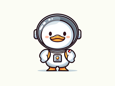 Cute Astronaut Duck Cartoon Illustration mascot
