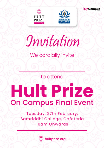 Invitation Card for Hult Prize at Samriddhi College banner card design graphic design graphics invitation minimalistic new poster