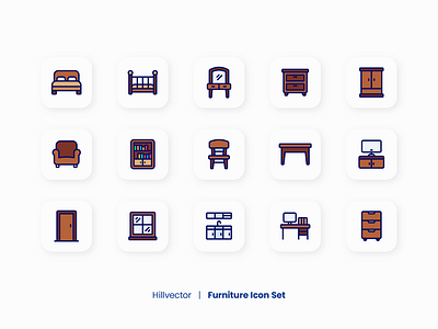 Furniture Icon Set filled line flat furniture home house icon design icon pack icon set interior line ui