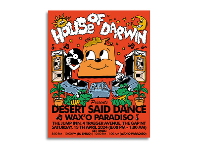 HOUSE OF DARWIN - DESERT SAID DANCE (FLYER) branding design event flyer graphic design illustration logo music poster sound