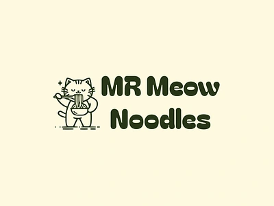 MR Meow Noodles affordable brand design brand identity brand voice branding cat color palette design graphic design identity design illustration logo logo design minimalistic noodles print restaurant typography victor visual identity