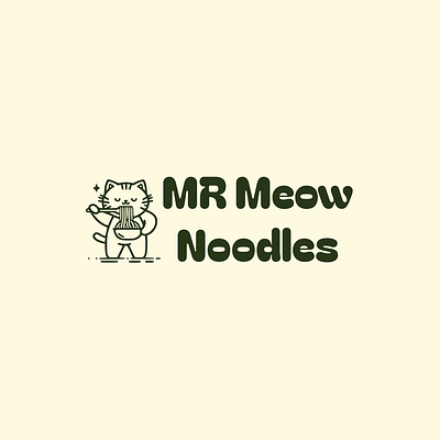 MR Meow Noodles affordable brand design brand identity brand voice branding cat color palette design graphic design identity design illustration logo logo design minimalistic noodles print restaurant typography victor visual identity