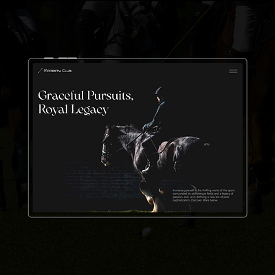 Majesty Club - Web Page Design branding horse polo typography ui ux web page webpage design website