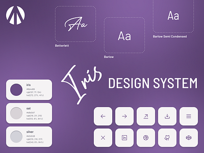 Design system for a professional portfolio website (v2) design system iris oat professional portfolio website professsional website purple responsive professional website responsive website silver violet