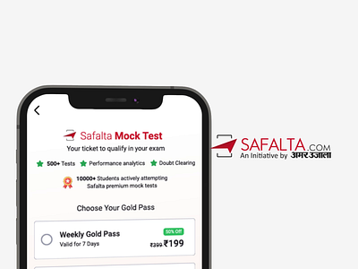 Safalta Mock Test design elearning feature minimal mobileapp productdesign ui website