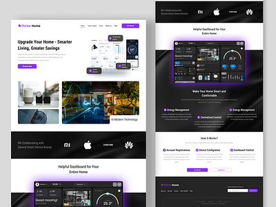 Thrive Home - Smart Home Landing Page adobexd daily ui design figma landing page ui web webdesin