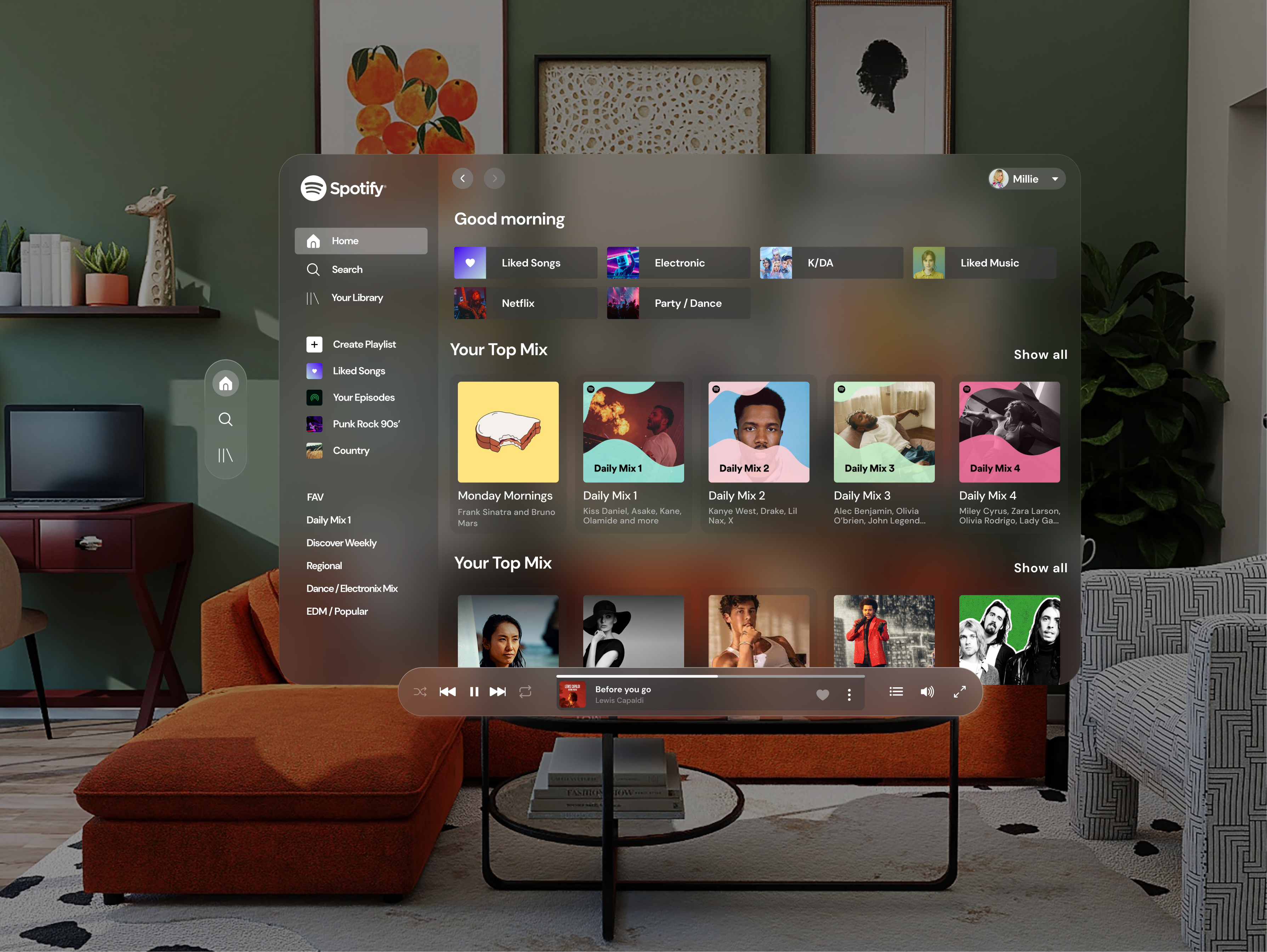 Apple Vision Pro Spotify Ui 3d apple apple vision is apple vision pro ar in vr music music app spatial ux spotify ui ux vr