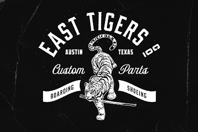 East Tiger apparel design bold lettering logo design old school logo tiger typography