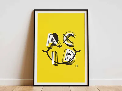 Acid Smile Poster 90s acid house bold dance music design graphic design graphic poster minimal music music print print rave culture smile smiley face type design typographic typography underground wall art yellow