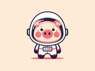 Cute Astronaut Pig Cartoon Illustration astronomy