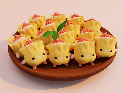 Shumai 3d animation blender modelling render