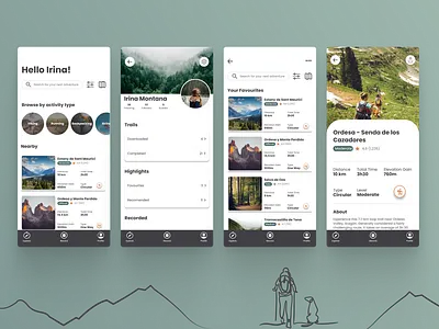 Hiking App app design hiking app mobile app ui ux visual design