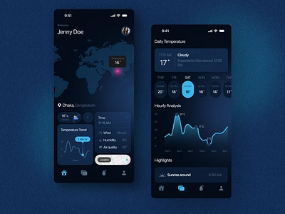 Weather App app application black creative dark figma figma app figma design mobile app mobile application ui ui design uiux uiux design ux design uxthrill weather app weather tracking