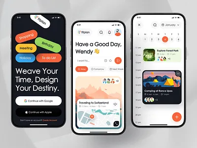 Adventure Scheduling App 3d adventure animation app app deisgn branding graphic design iphone logo mobile motion graphics product product design samsung scheduling trends ui ui trends ux web