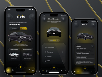 UI Civic Car App! app carappdesign design designer designerui figma figmalandingpage landing page mobileapp ui uidesigner uidesigns uiux ux viral