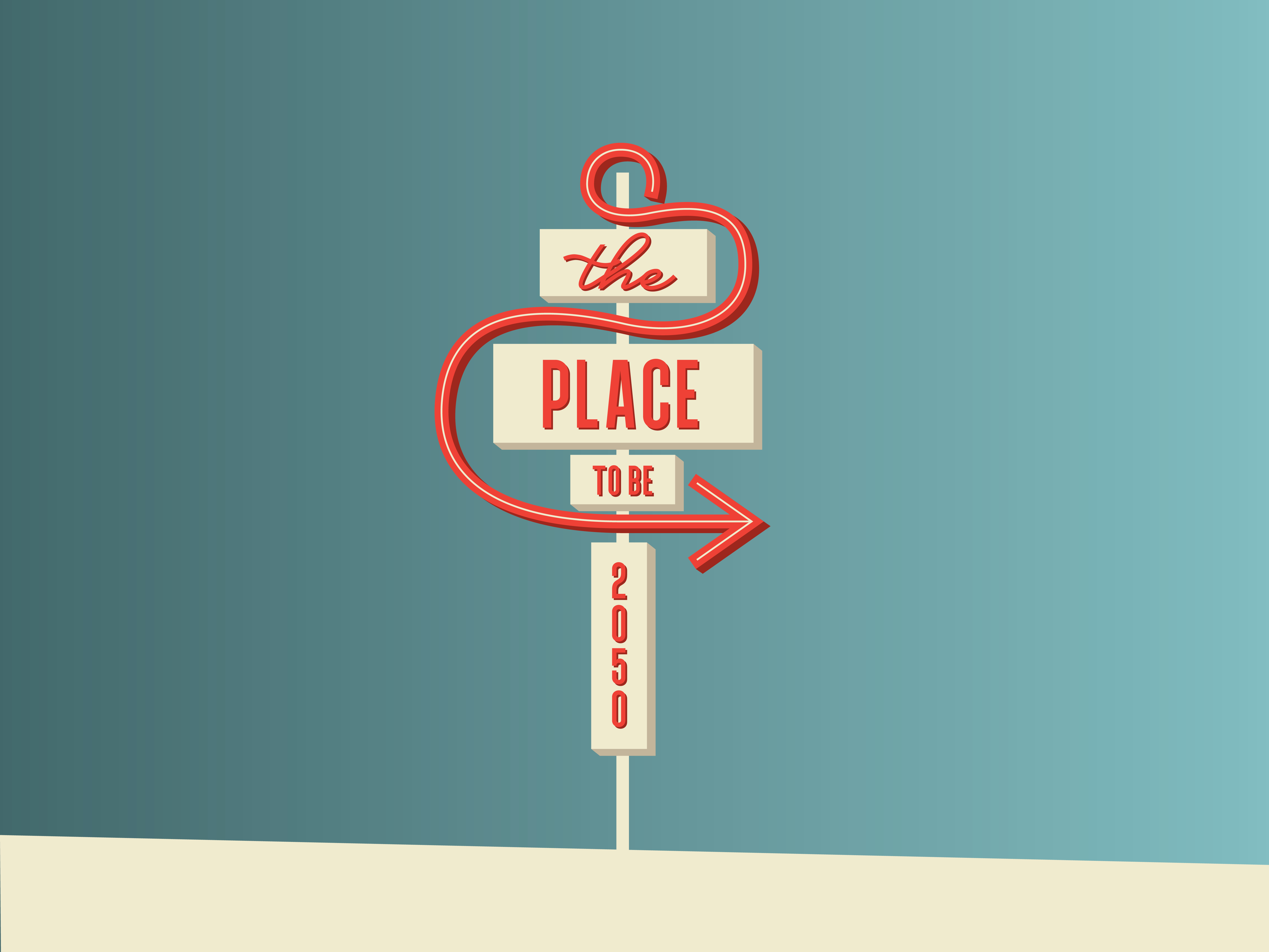 Red Deer 2050 Campaign graphic design illustration retro sign vector