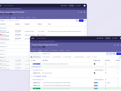 Lending dashboard b2b borrowers commercial real estate dashboard desktop documentation lenders real estate saas sponsors taks ui ux web app