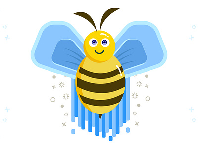 " Honey bee clipart cute cartoon " flat illustration concept animal character design blue color cartoon bee concept design cartoon smile bee cute honey bee graphic art graphic design happy bee flat modern simple unique vector yellow color