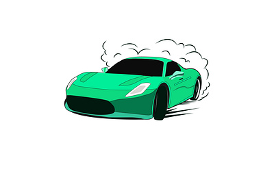 Flat illustration Concept of "Drifting Car" car drifting clipart flat illustration green icon lime color simple
