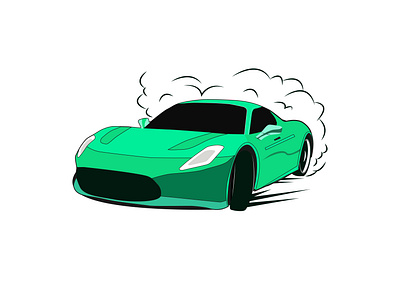 Flat illustration Concept of "Drifting Car" car drifting clipart flat illustration green icon lime color simple