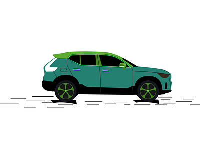 Volvo Car Flat Illustration design green icon lime color simple suv vector vector graphics volvo xc40