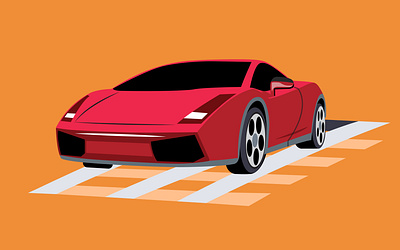 Red Lamborghini Car Vector Flat illustration clipart design flat vectyor illustration luxury car on road orange background red sports car vector graphics