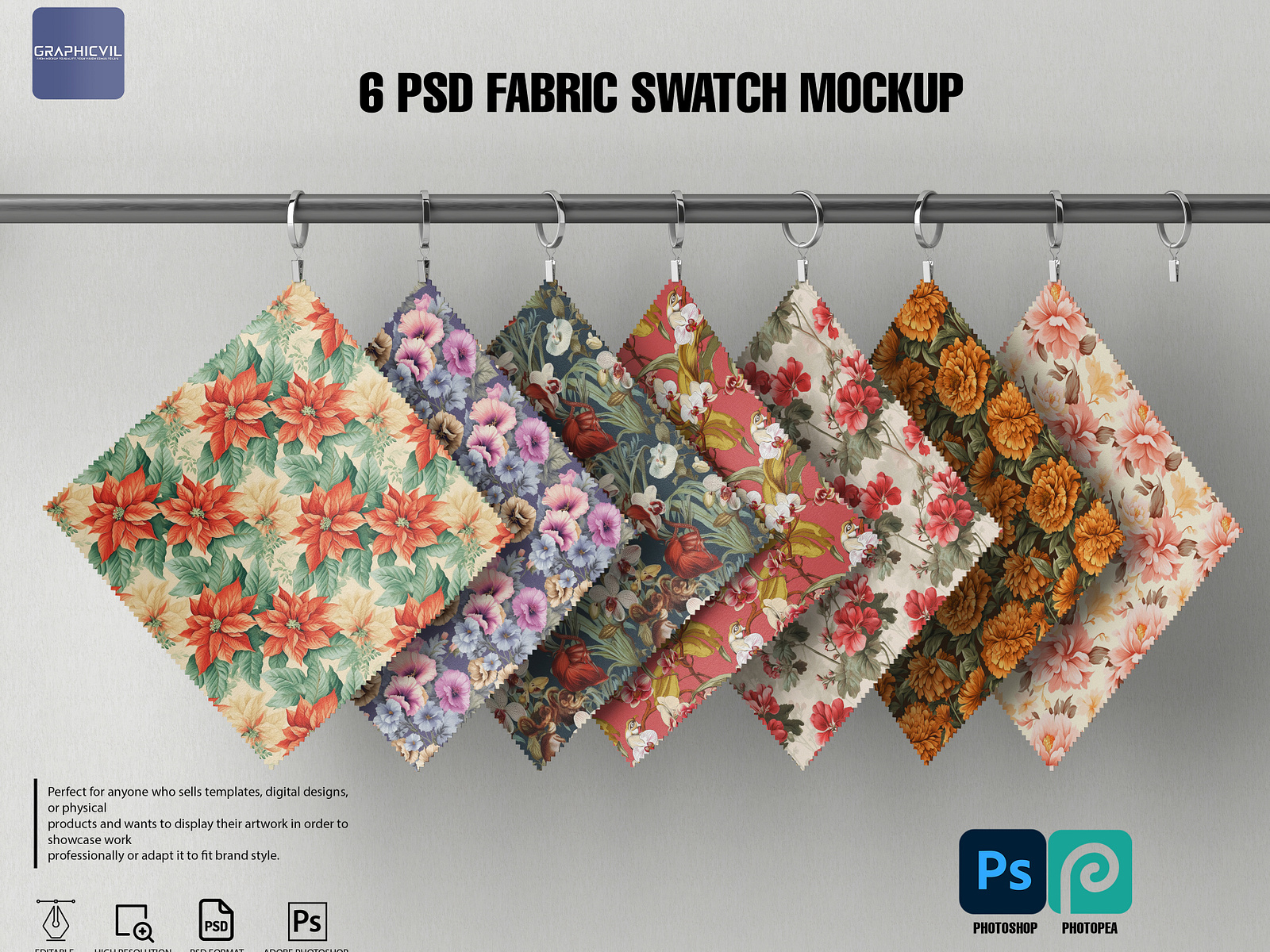 Fabric Swatches Mockup – Free PSD Templates