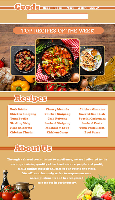 Goods / Food Recipe Website Design food recipe web website website design