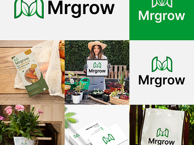 Mrgrow M letter agricultural logo & brand identity design. agriculture logo eco logo farm farm logo green logo logo logo design m letter logo m logo organic logo plantlogodesign tree logo