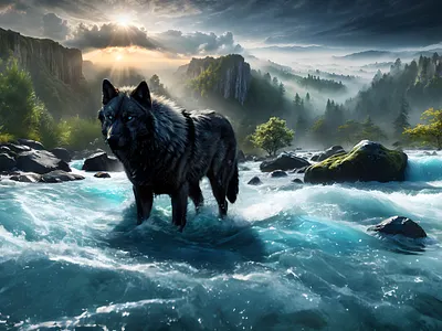 Wolfguard 3840@1600 digital art graphic design uwqhd wallpaper wolf