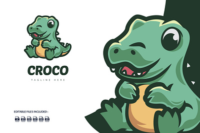Cute Croco Crocodile Mascot Logo 3d animation baby animal branding croco crocodile crocodile logo cute cute animal design graphic design illustration logo logo animal mascot