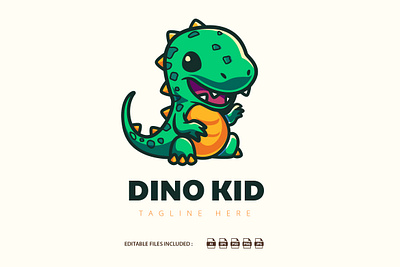 Rawr Dino Kid Mascot Logo 3d animation baby animal branding cute cute animal cute dino design dino dinosaur graphic design illustration logo logo animal mascot