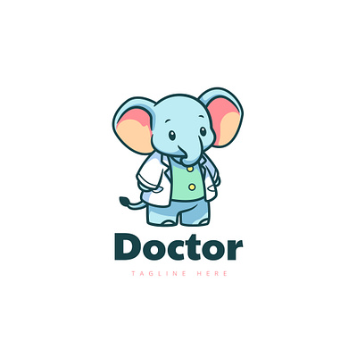 Cute Elephant Doctor Mascot Logo 3d animation baby animal branding cute cute animal cute doctor cute elephant design doctor elephant graphic design illustration logo logo animal mascot