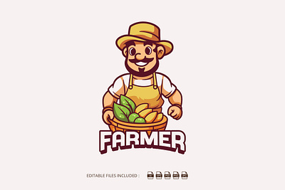 Smiling Farmer Mascot Logo 3d animation branding cute design farm farmer farming graphic design illustration logo logos mascot smiling logo